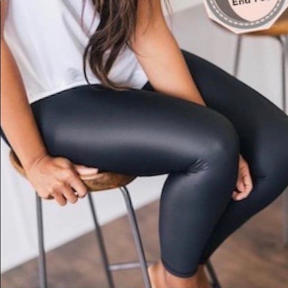 zyia black metallic leggings
